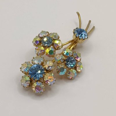 Aurora Borealis flower brooch