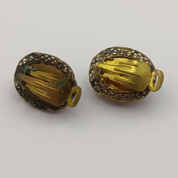 Vintage Glass Clip On Ear Rings - Image 2