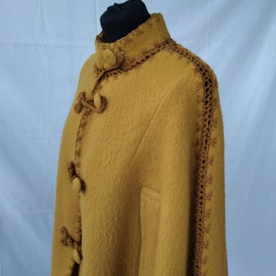 Vintage wool poncho with crochet detail