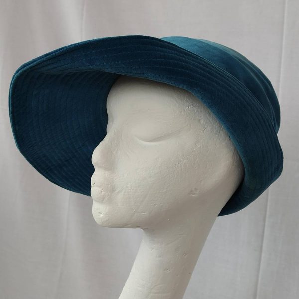 Teal Wide Brimmed 1950s Style Velour Hat - Image 2